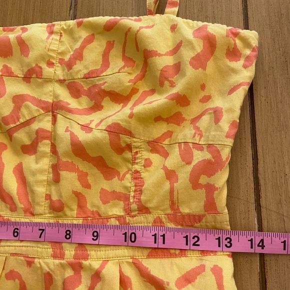 Derek Lam Women’s Sleeveless Midi Cotton Yellow Pink Ruffle Dress size 40 medium - Picture 9 of 13